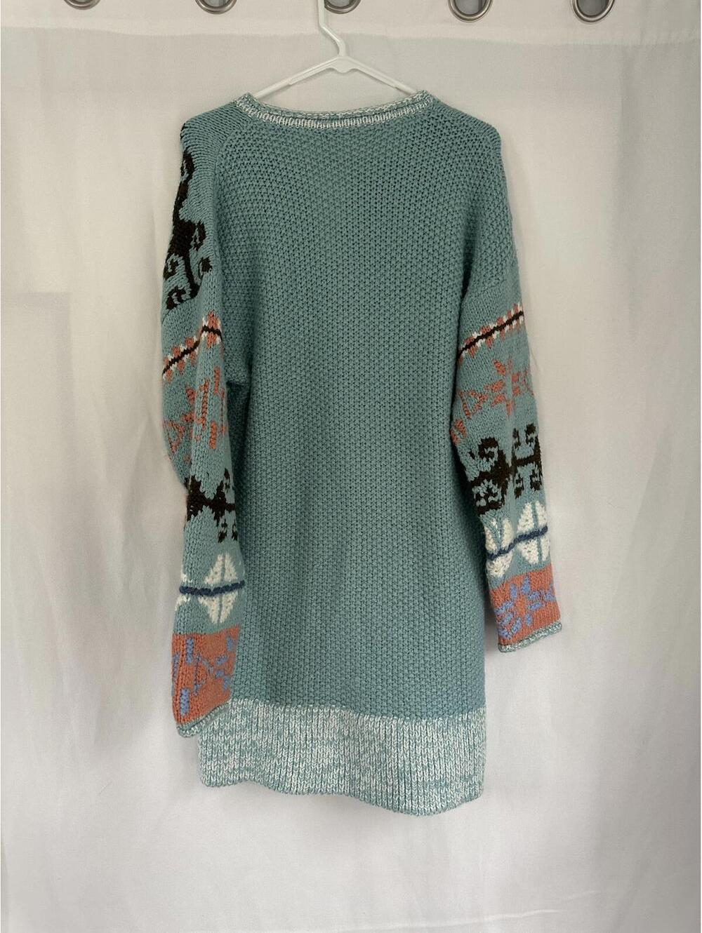 Sundance Knit blue pink Patterned western Cardigan jacket - Picture 5 of 6